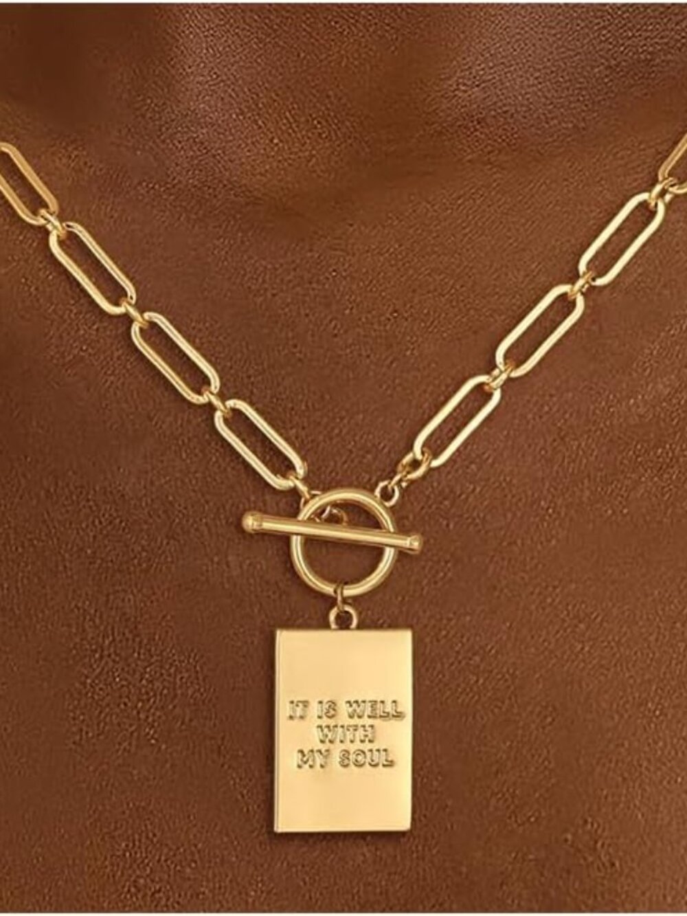 Cross Necklace for Women Trendy, Dainty 14K Gold Plated Paperclip Charm Necklace - Picture 1 of 7